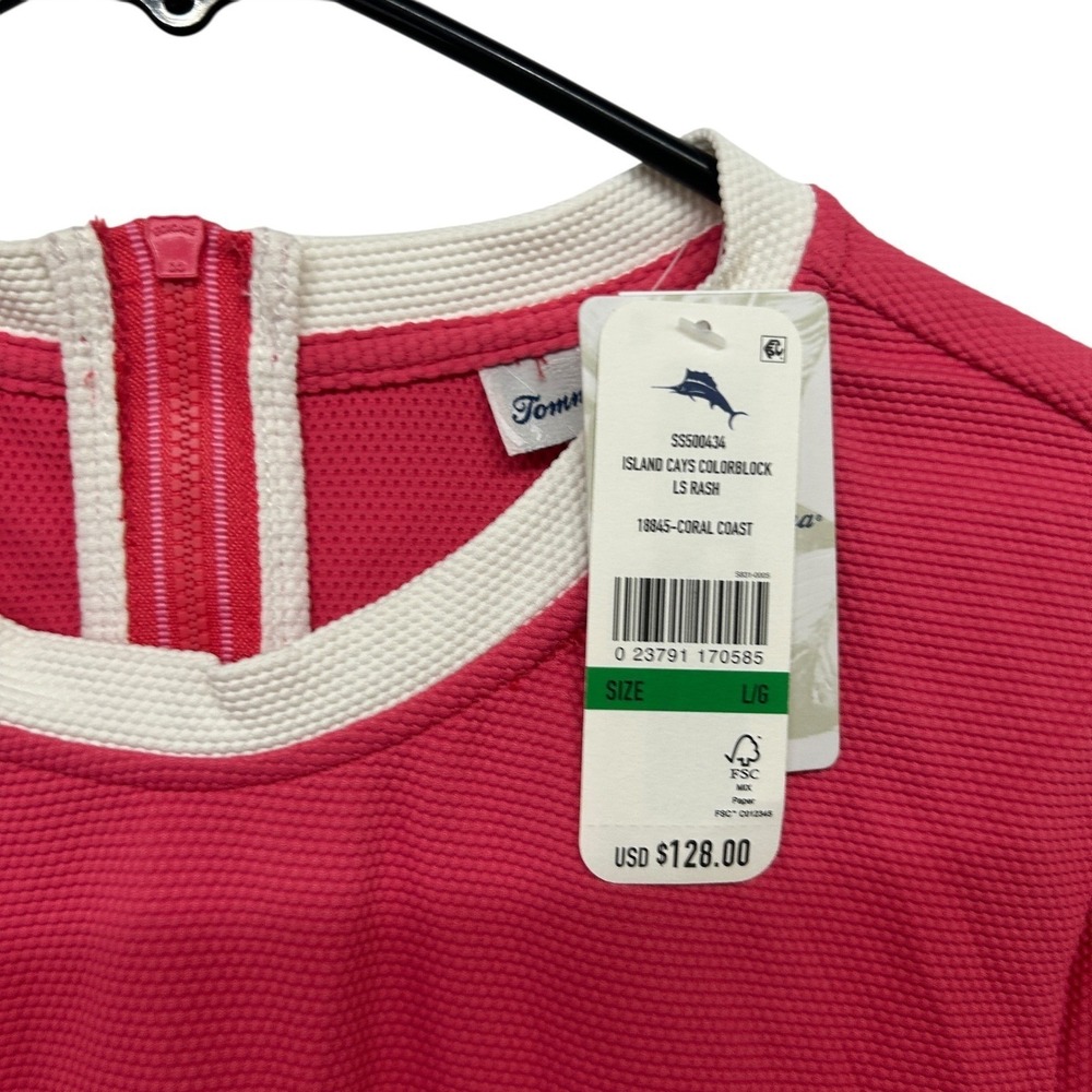 Rashguard UPF 50 Long Sleeve Sun Shirt L Coral Pink NWT‎ Swim Tommy Bahama - Picture 2 of 10